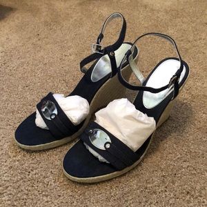 Calvin Klein Kimora Denim Wedge Sandals Size 9.5